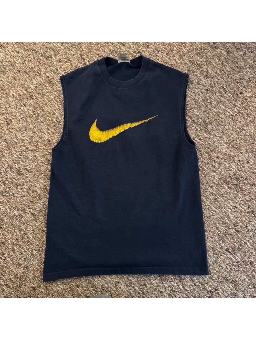 Men’s Nike Cutoff Big Logo Swoosh Graphic Tank Top Size Medium Navy